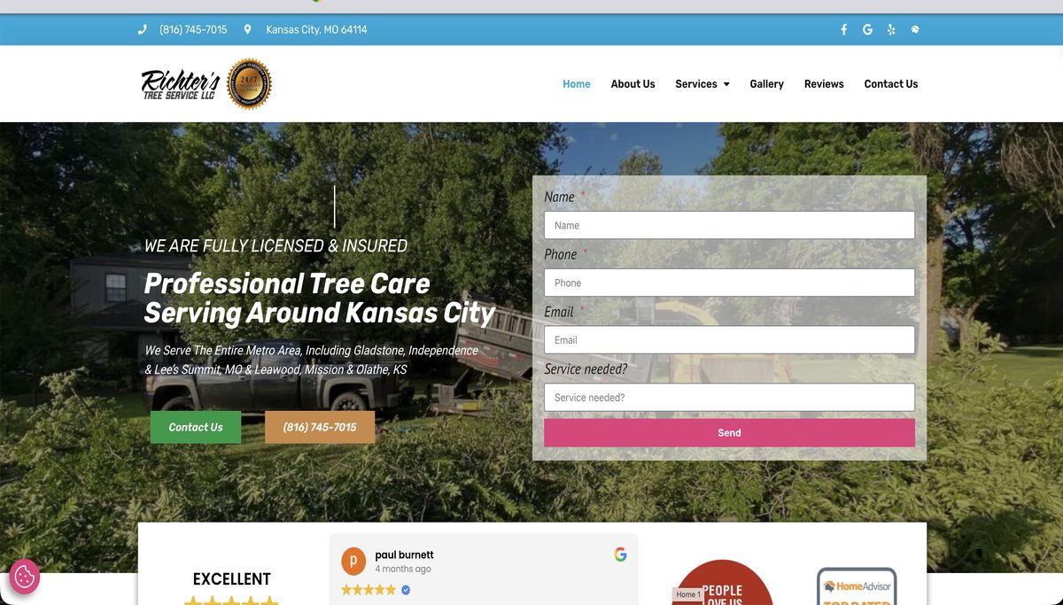 Richter's Tree Service website before MMG