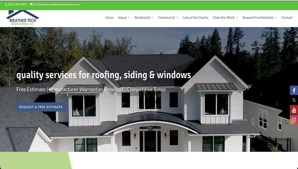 WeatherTech Renovations website before MMG