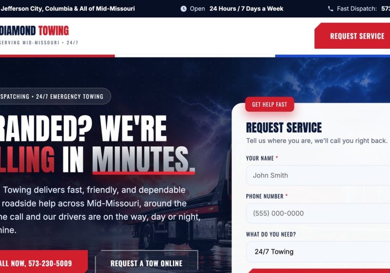 Diamond Towing website by Moss Marketing Group