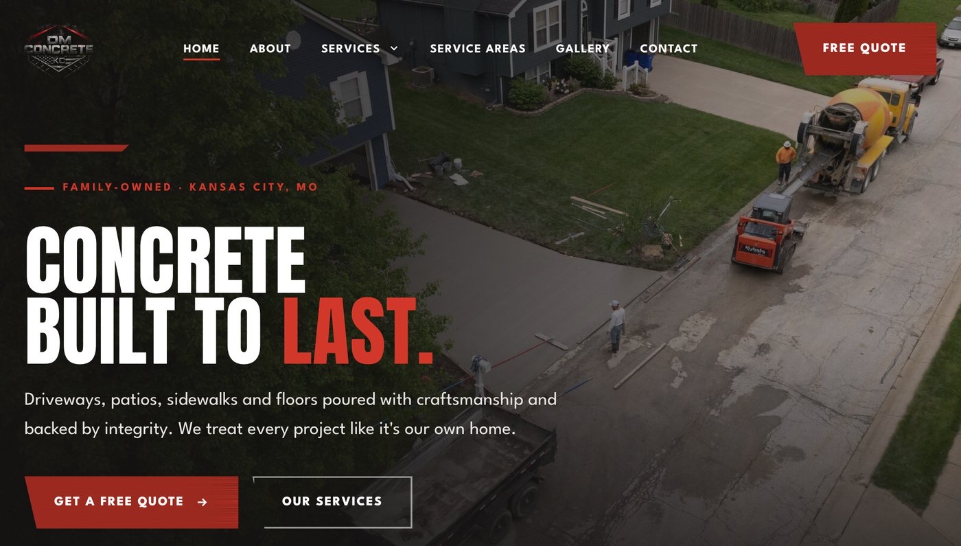 DM Concrete KC website by Moss Marketing Group