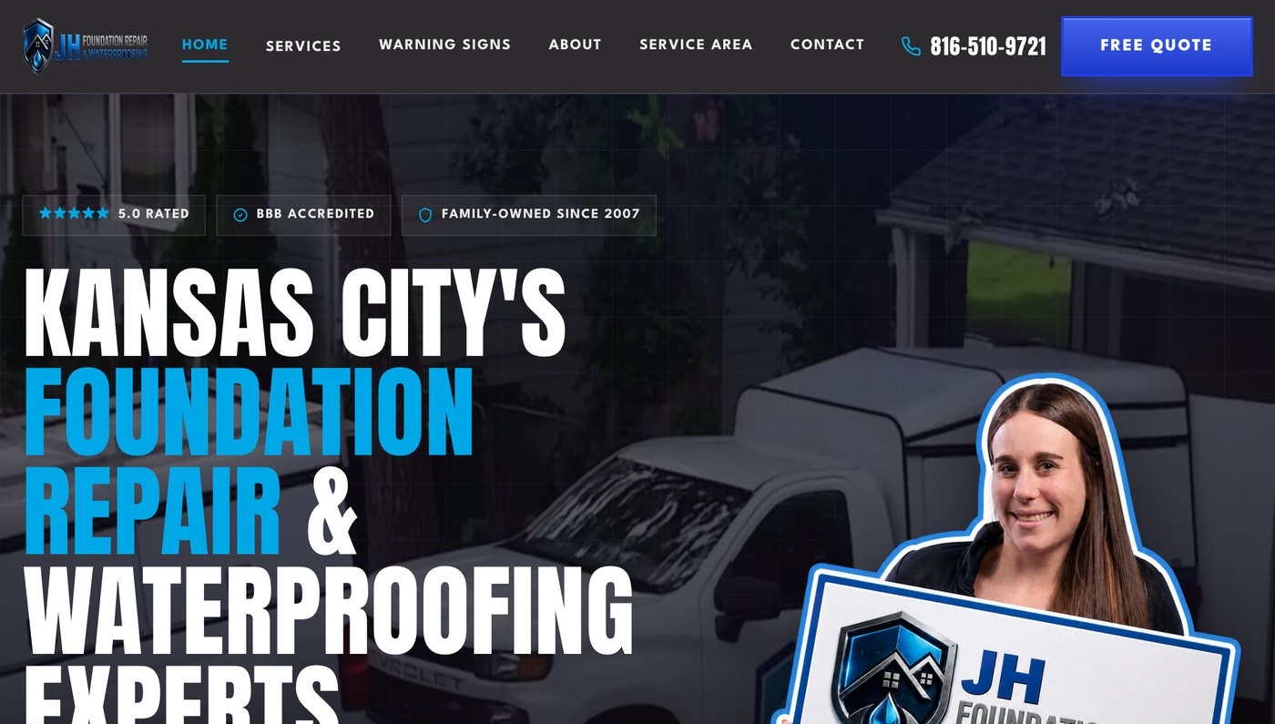 JH Foundation Repair website by Moss Marketing Group