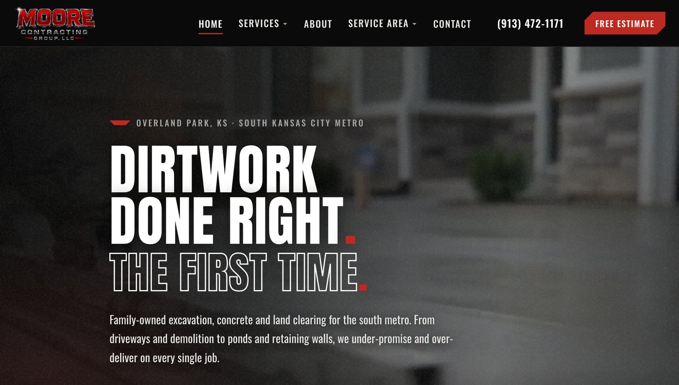Moore Contracting Group website by Moss Marketing Group