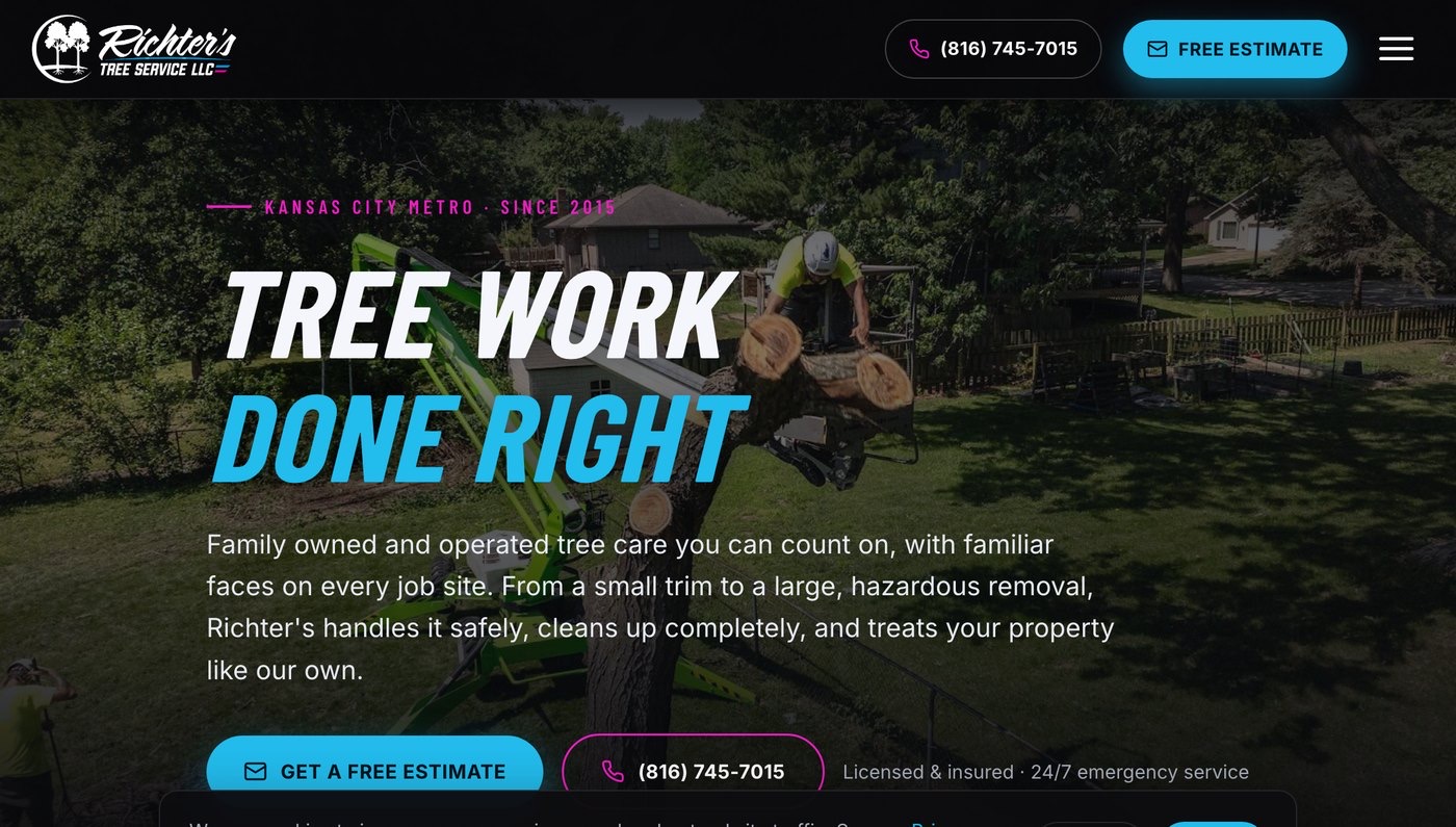 Richter's Tree Service website by Moss Marketing Group