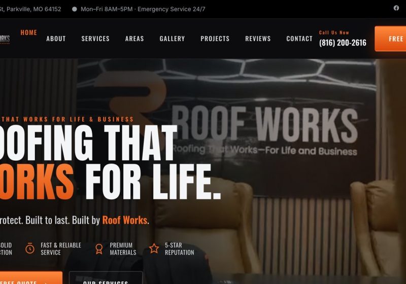 Roof Works website by Moss Marketing Group