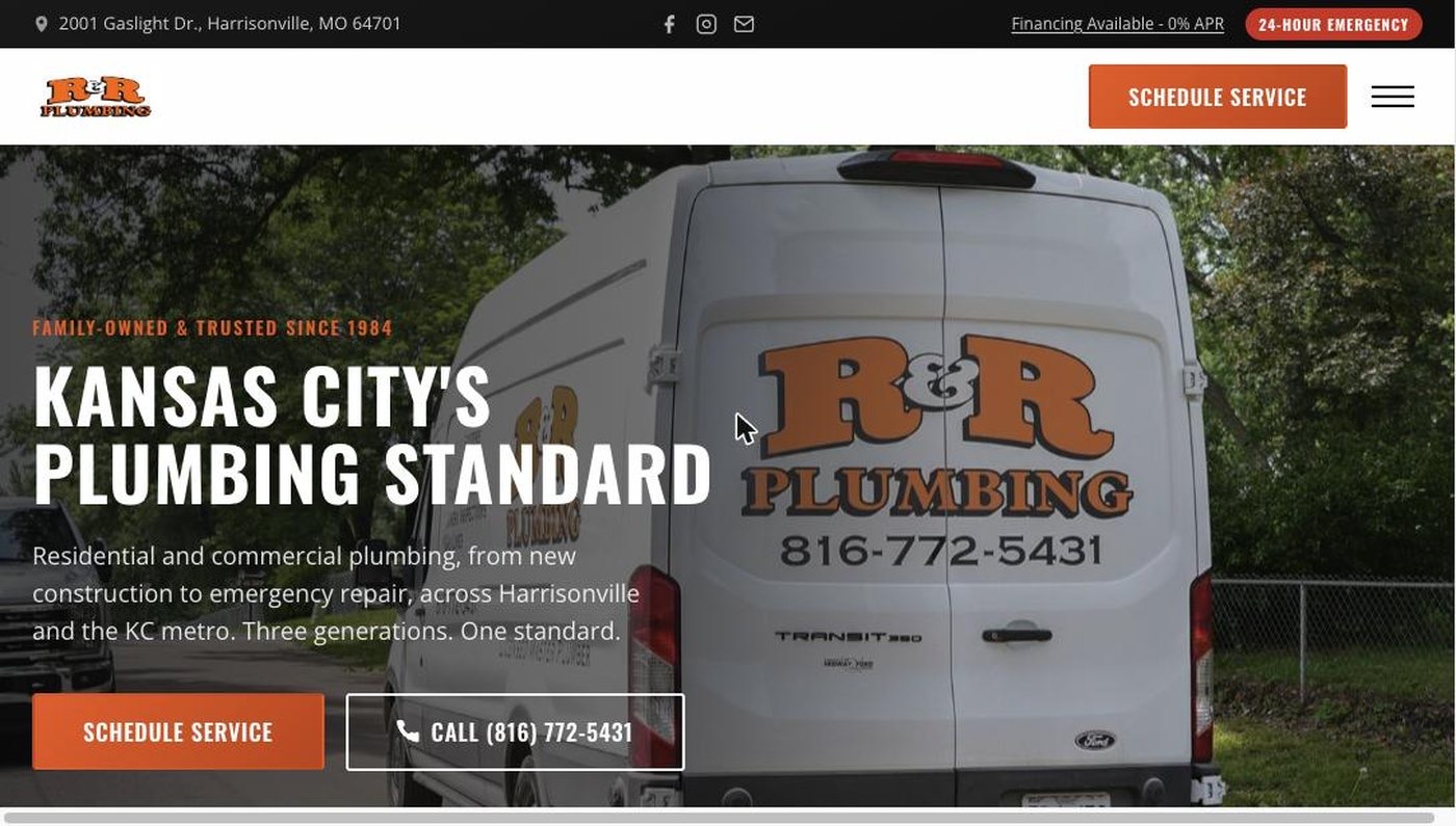 R&R Plumbing website by Moss Marketing Group